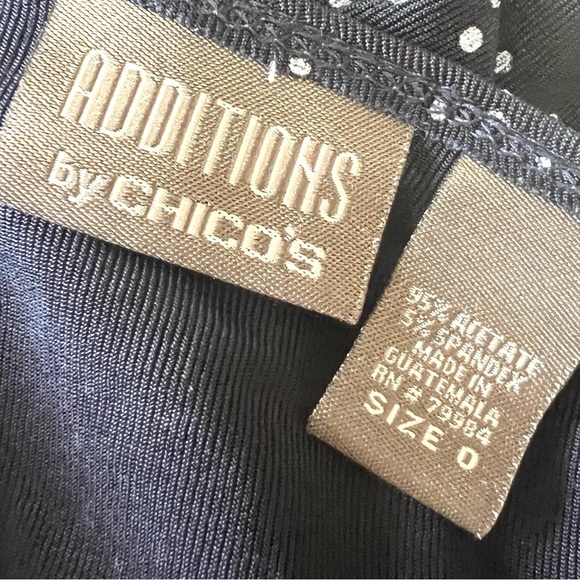 Chico’s Additions 3 Piece Slinky Navy Blue Dot Tank Skirt & Tie Waist Jacket 4/6 - Picture 15 of 16